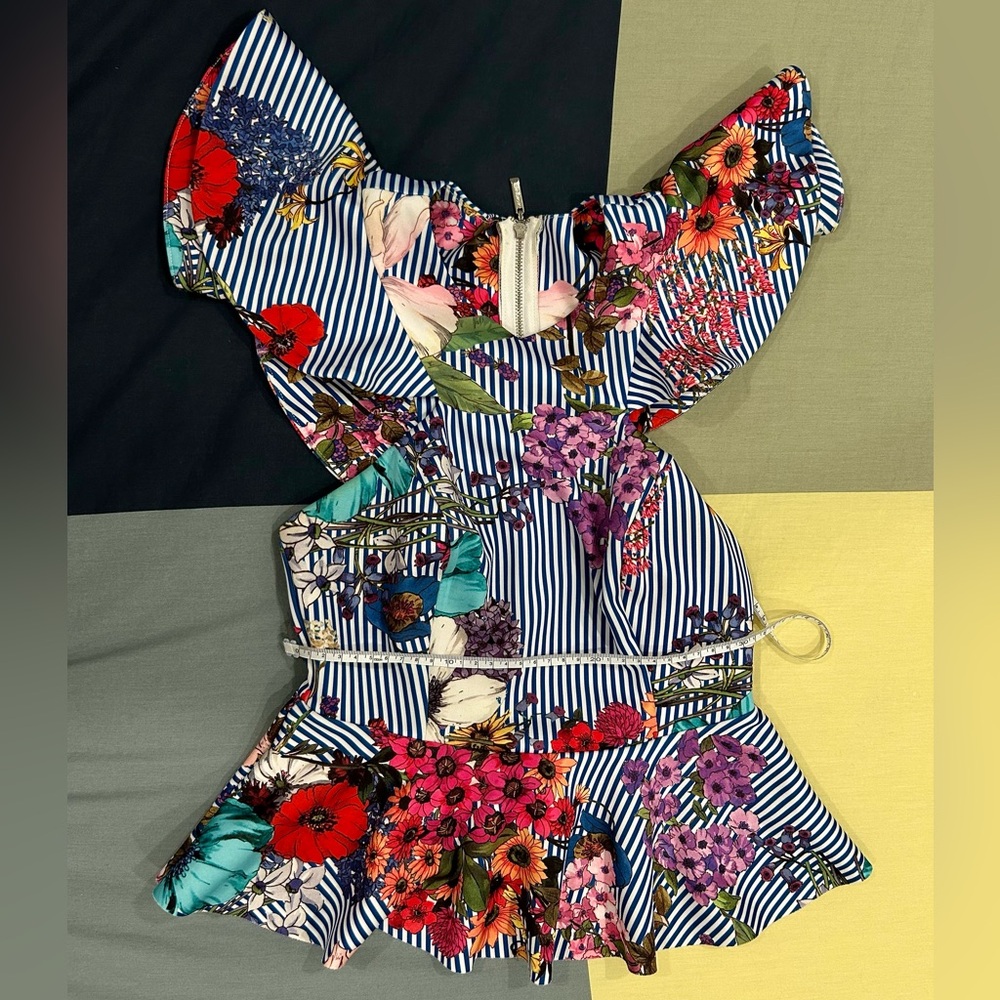 Floral Striped Ruffle Top